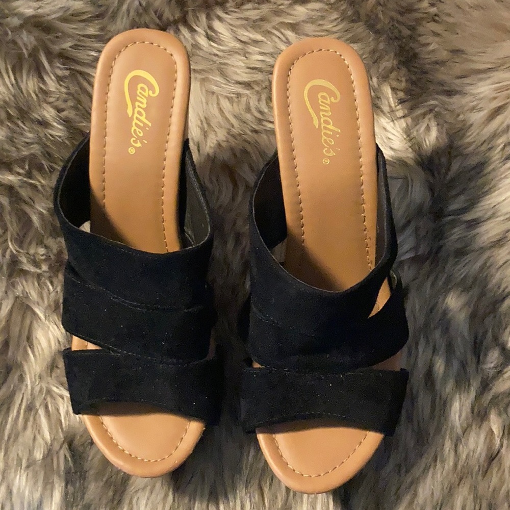 Candie’s faux suede platform heels. Worn only once